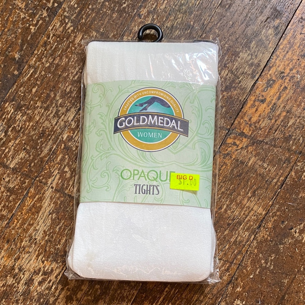 Gold Medal White Opaque Tights NIP